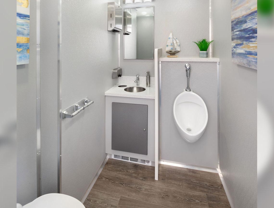 2 DOOR RESTROOM TRAILER GRAY MEN